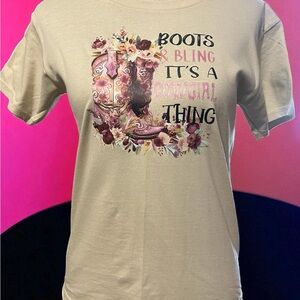 Kids Beige Cowgirl Graphic T-Shirt